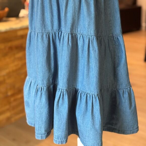 Derek Heart Chambray V-NeckTiered Dress. Size Large - Picture 4 of 9
